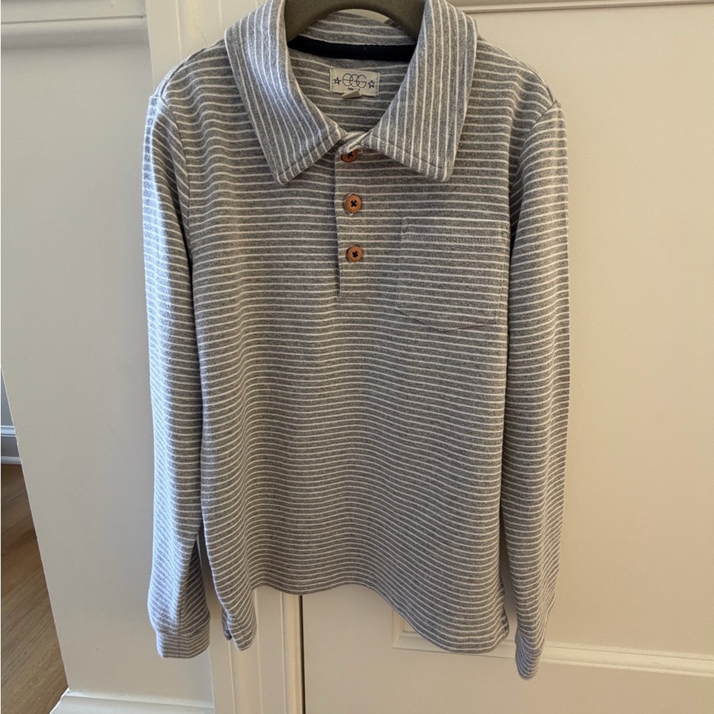 Egg New York - Kids Striped Long-Sleeve Polo Shirt - Size 10